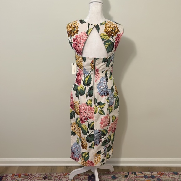 By Anthropologie Slim Square-Neck Sheath Midi Dress Floral Print NWT Size 2 - Picture 10 of 12